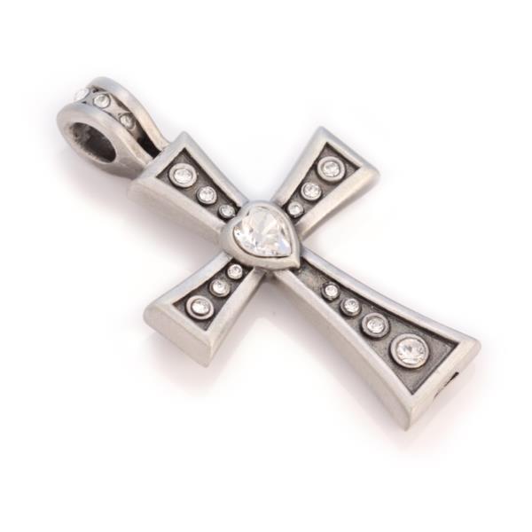 Cross-shaped pendant with Swarovski crystals.